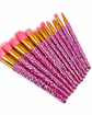 Pink Bling Makeup Brush Set - 12 Pieces on a white background